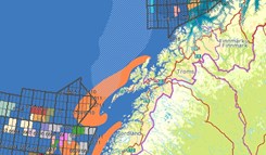 Kart over Nord-Norge med oljefelt
